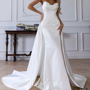 Glamlora Pleated Satin Corset Convertible Wedding Dress